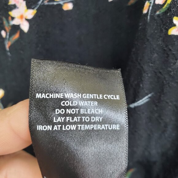 Buffalo David Bitton Womens XXL Black Floral Tie Front Top Short Sleeve Boho - Picture 11 of 14